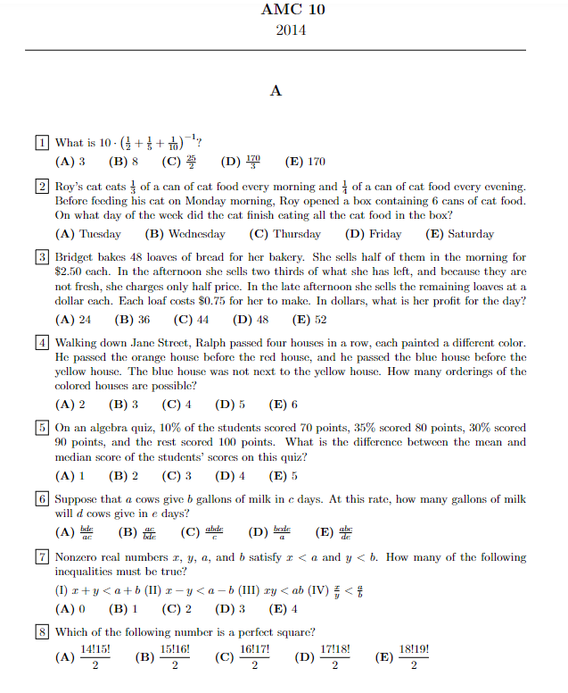 AMC10数学竞赛