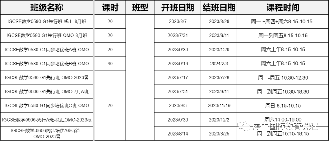 IGCSE课程