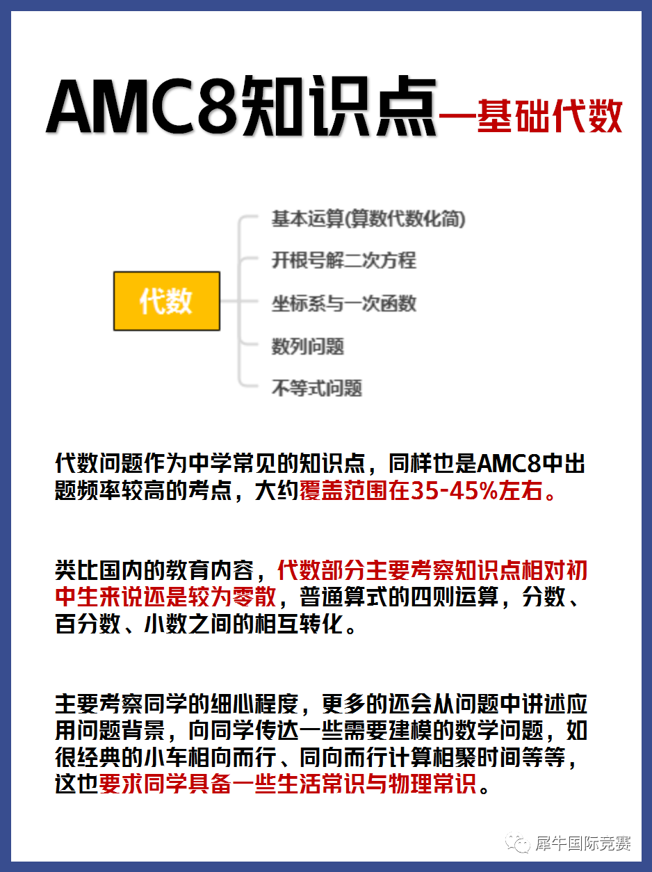 AMC8数学竞赛知识点,AMC8数学竞赛重难点,犀牛AMC8数学竞赛辅导培训课程,AMC8备考,