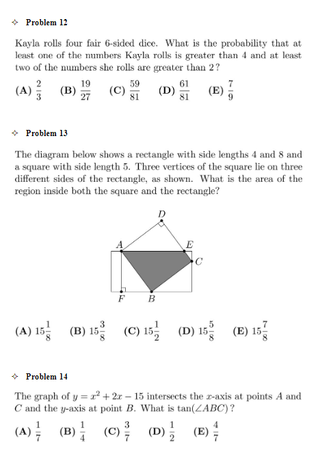 AMC12数学竞赛