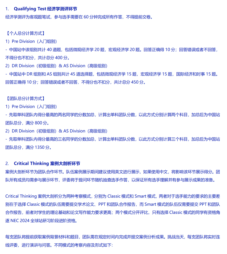 NEC经济商赛