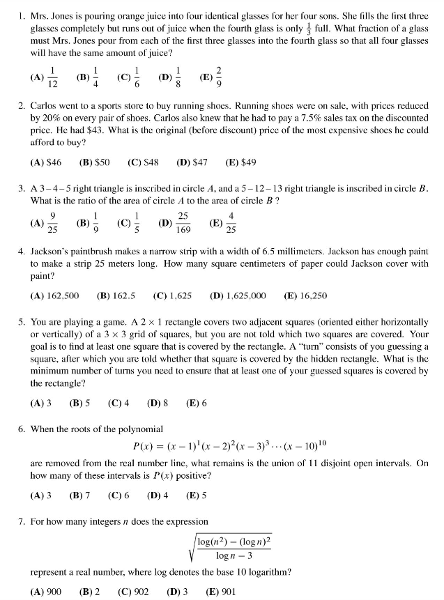 AMC12数学竞赛