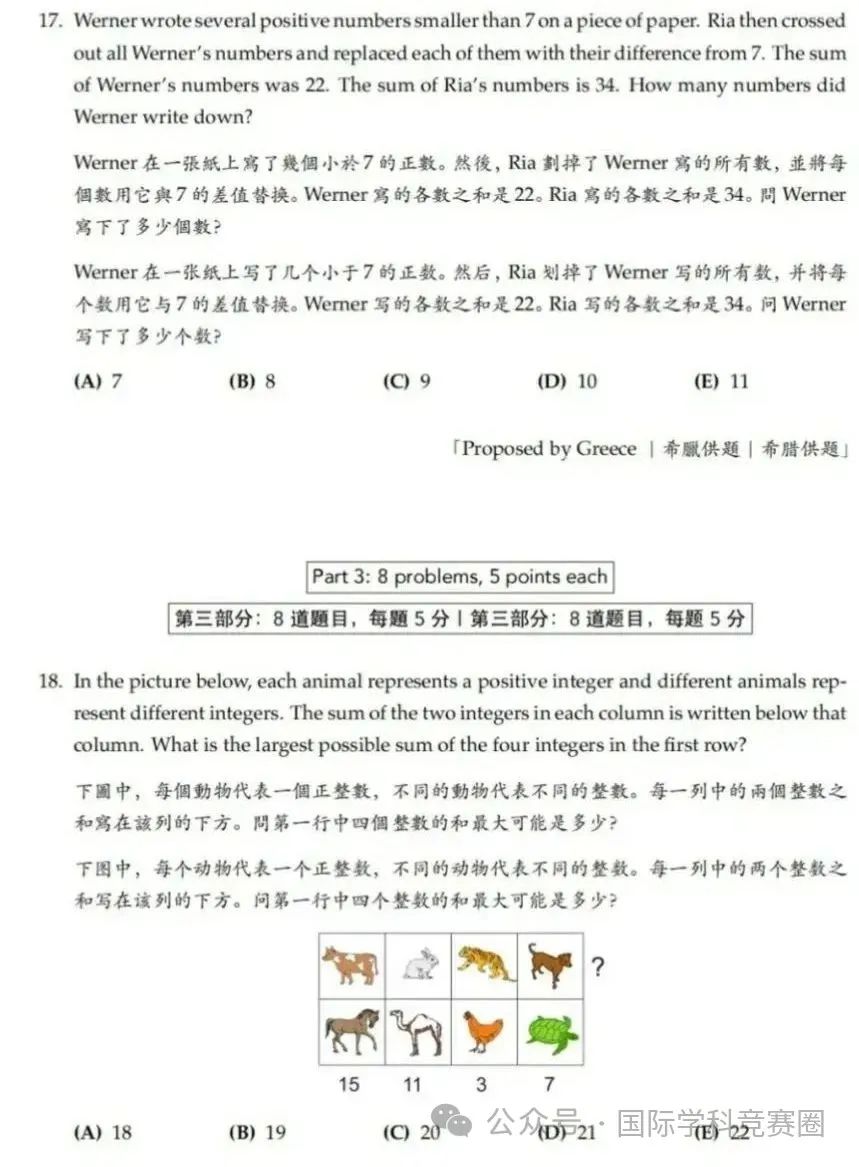袋鼠数学竞赛