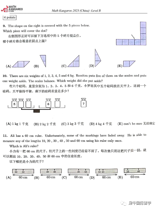 袋鼠数学竞赛