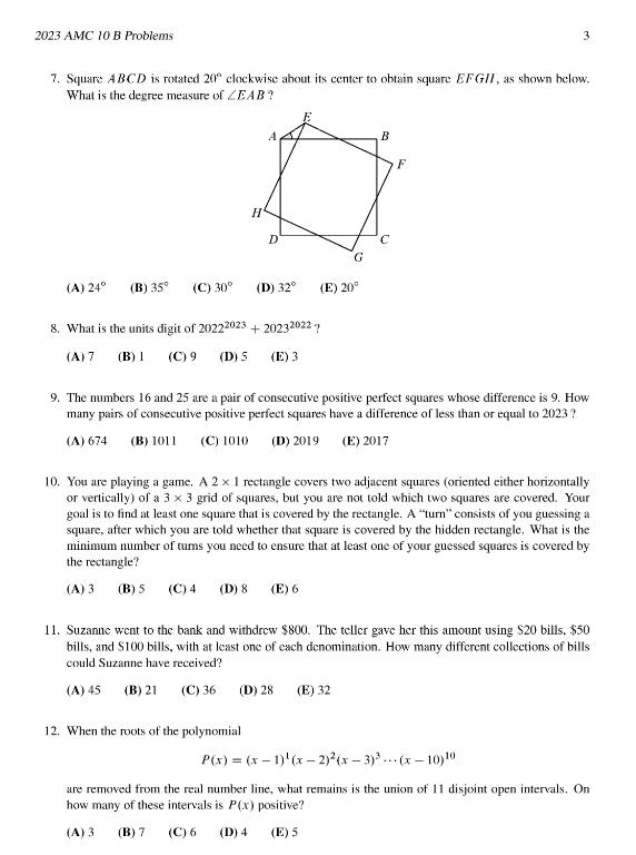 AMC10数学竞赛