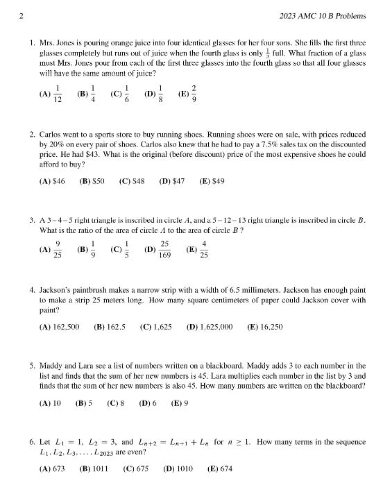 AMC10数学竞赛