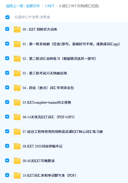 KET核心单词资料内页样张:11大高频场景分类词表