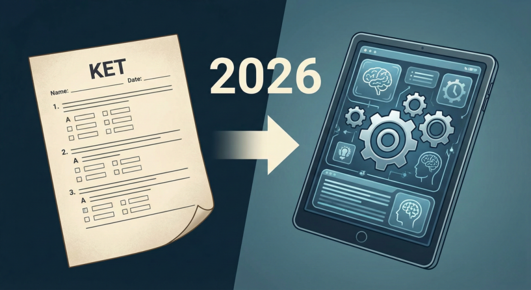2026年KET考试从纸质试卷转向数字化机考示意图