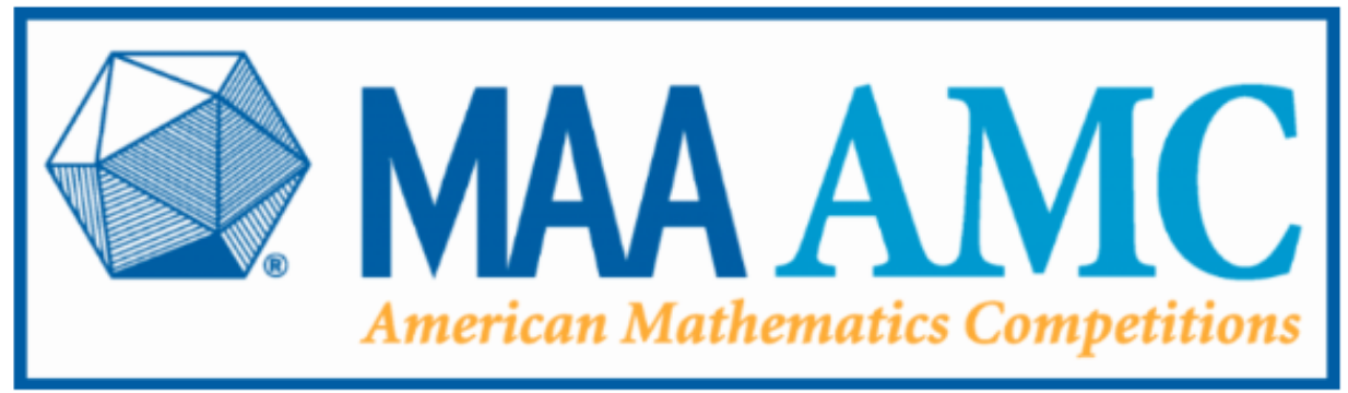 MAA AMC 美国数学竞赛官方标识横幅（蓝色多面体几何图标配 MAA 与 AMC 字样，副标 American Mathematics Competitions）
