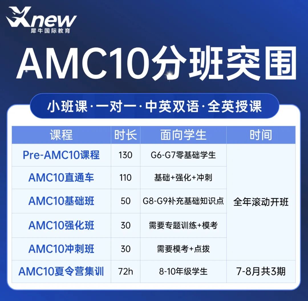 犀牛国际教育AMC10培训课程暑假班
