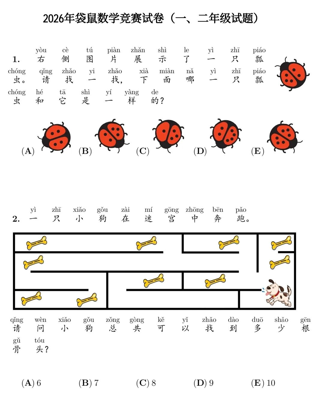 袋鼠数学数学竞赛真题