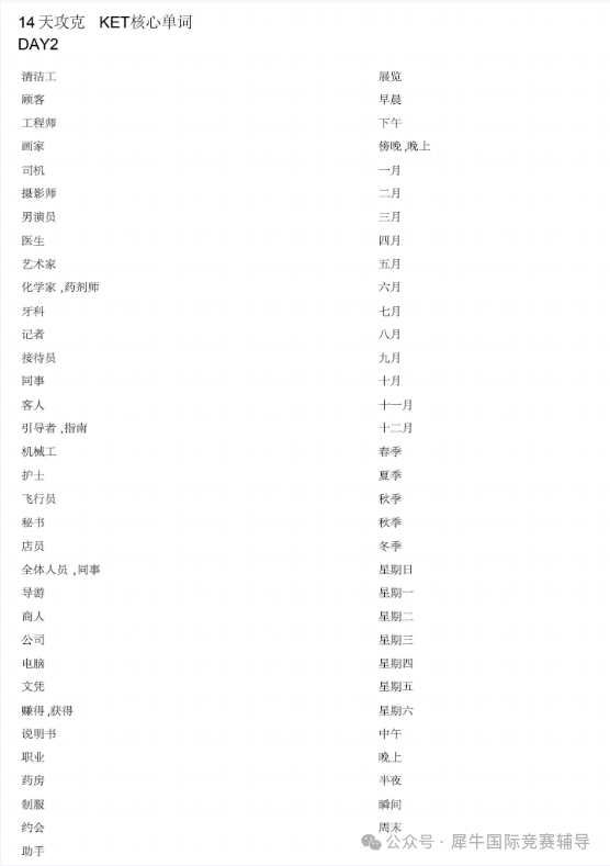 KET词汇